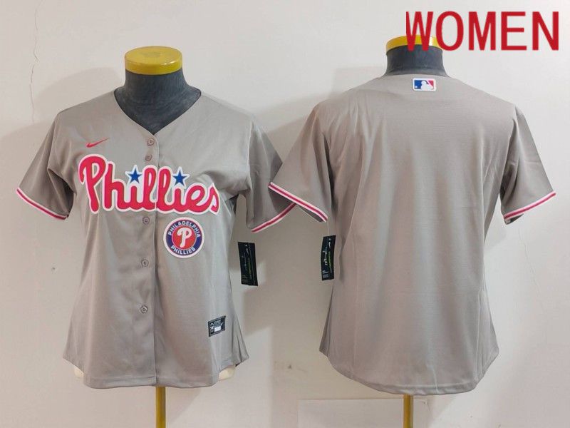 Women Philadelphia Phillies Blank Grey Game 2024 Nike MLB Jersey style 1->women mlb jersey->Women Jersey